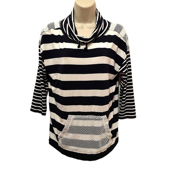 Sportelle Tops - SportElle Women's Pullover Nautical Top Shirt Blue and White Striped Size Small